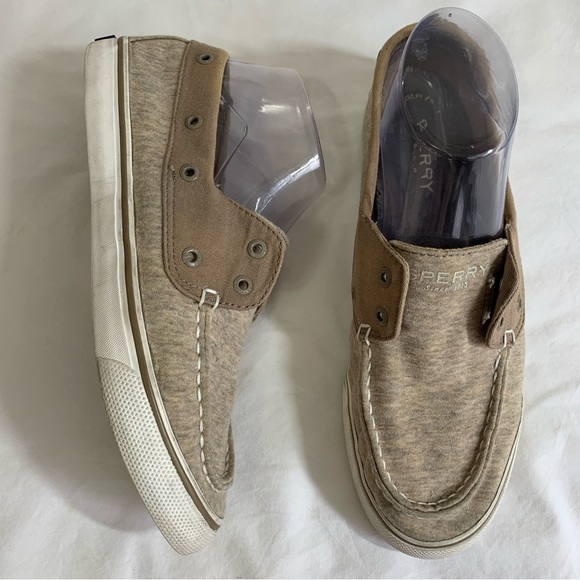 Sperry Shoes - SPERRY TOPSIDERS taupe STS97573 flats Boat Shoes canvas and cotton Women’s 8.5